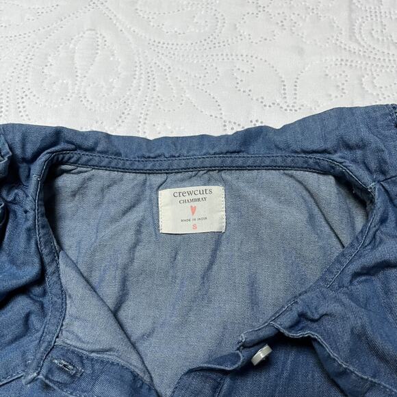 Crewcuts Ruffle Collar Chambray Blouse Size 6/7 - Picture 5 of 6